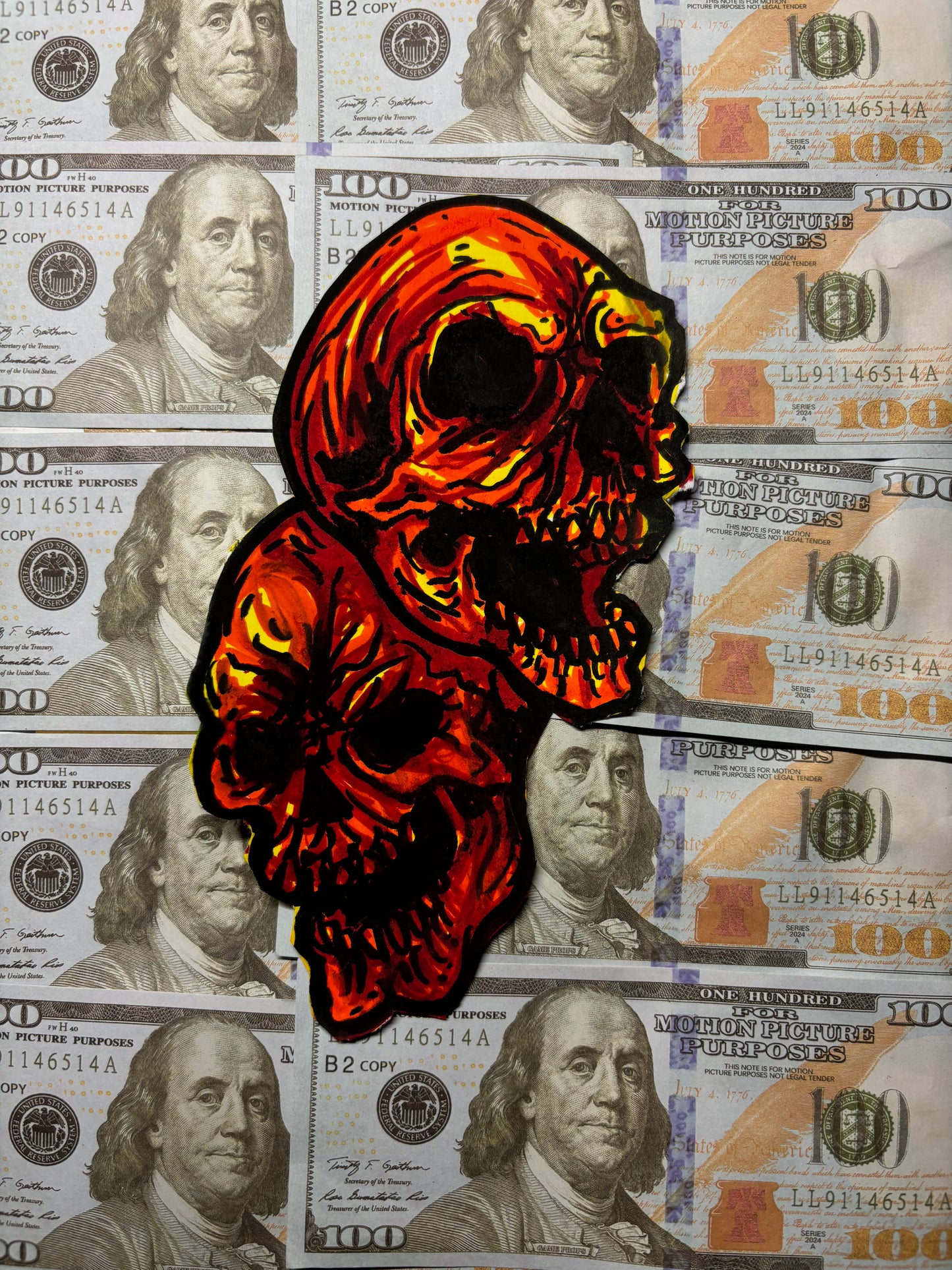 1 of 1 skull money canvas