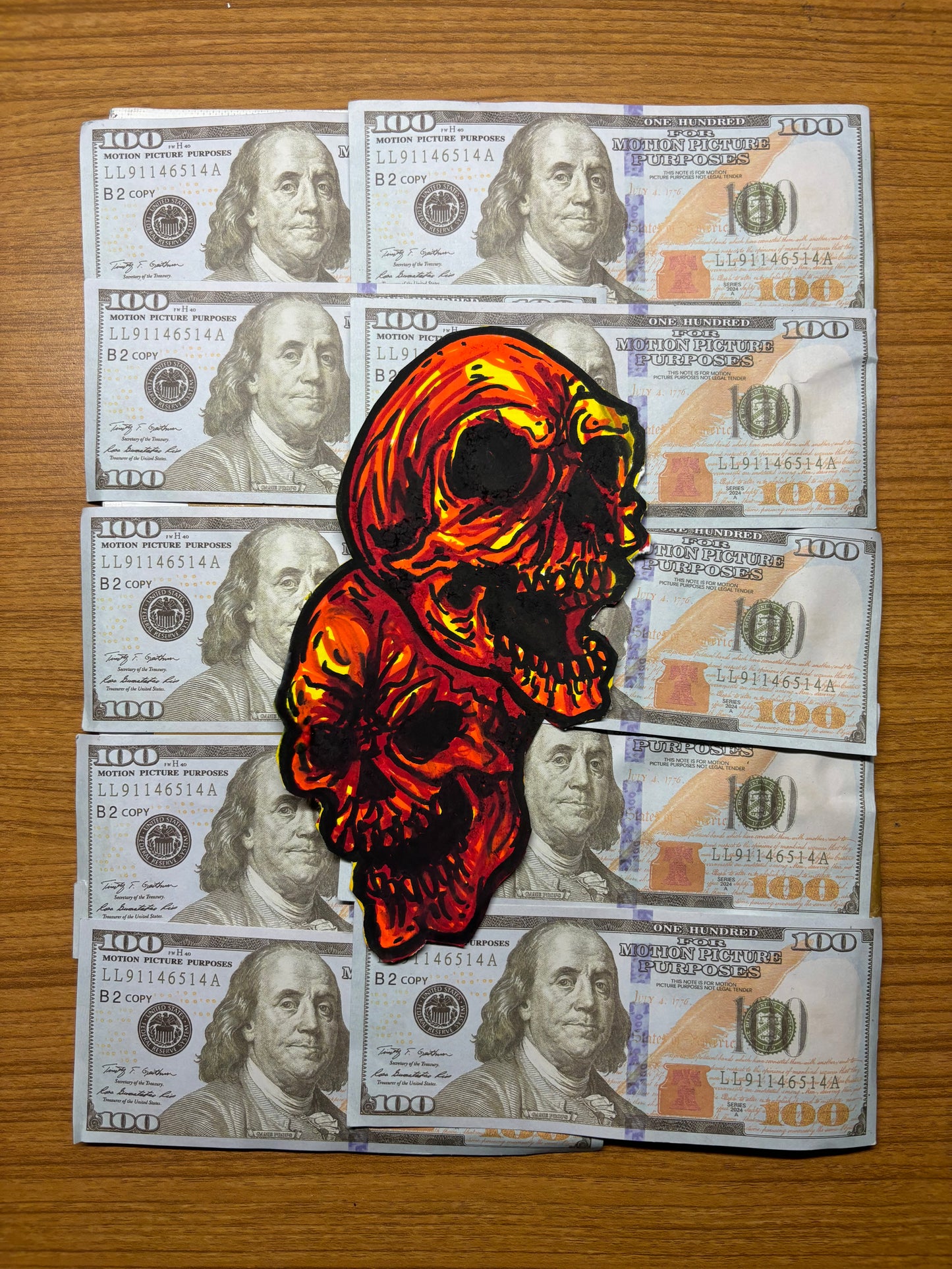 1 of 1 skull money canvas